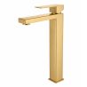 Waschbeckenarmatur, Perlator, Aufsatzmontage, Mattgold, Höhe 30 cm, Mira