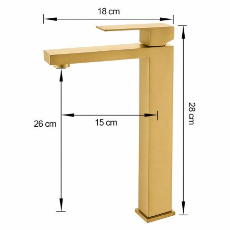 Waschbeckenarmatur, Perlator, Aufsatzmontage, Mattgold, Höhe 30 cm, Mira