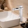 Waschtischarmatur, Wasserfall-Ausführung, Höhe 31,4 cm Aufsatzmontage, Chrom, Cortano