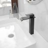 Waschtischarmatur, Wasserfall-Ausführung, Aufsatzmontage, Mattschwarz, Avira