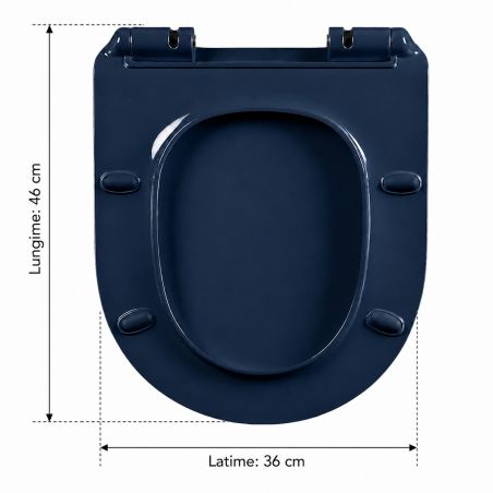 Duroplast-Deckel, Soft-Close-Funktion und Schnellverschlusssystem für die Toilettenschüssel Lazio in Blau-Terrazzo
