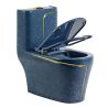 Duroplast-Deckel, Soft-Close-Funktion und Schnellverschlusssystem für die Toilettenschüssel Lazio in Blau-Terrazzo