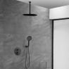 Duschsystem, Einbauarmatur mit Thermostat, 2 Funktionen, Deckenmontage, Regendusche, Mattschwarz, Apolo