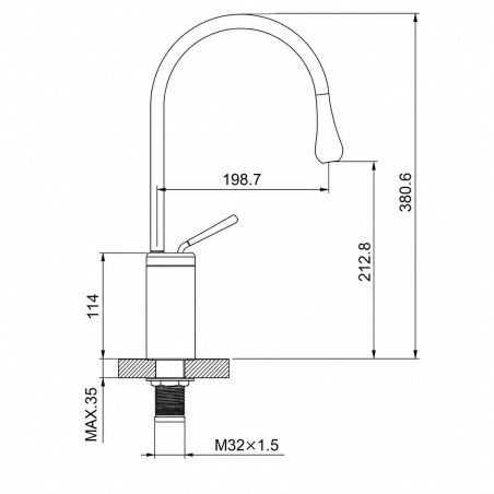 Waschbeckenarmatur Lost, Mattschwarz, Höhe 38 cm, mit Perlator, Aufsatzmontage