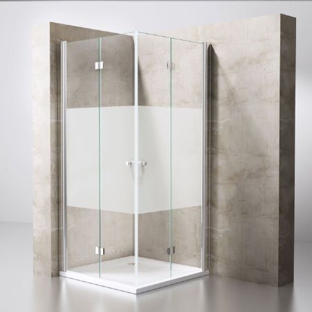 Duschtür EGO-266, ESG-Sicherheitsglas 6 mm, teilweise sandgestrahlt, Nano-Beschichtung, Breiten zwischen 70-100 cm