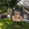 Hängesessel California Black, Entspannungssessel zum Aufhängen, für Garten oder Wohnzimmer, komfortabel und modern
