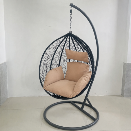 Hängesessel California Black, Entspannungssessel zum Aufhängen, für Garten oder Wohnzimmer, komfortabel und modern