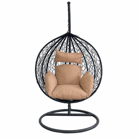 Hängesessel California Black, Entspannungssessel zum Aufhängen, für Garten oder Wohnzimmer, komfortabel und modern