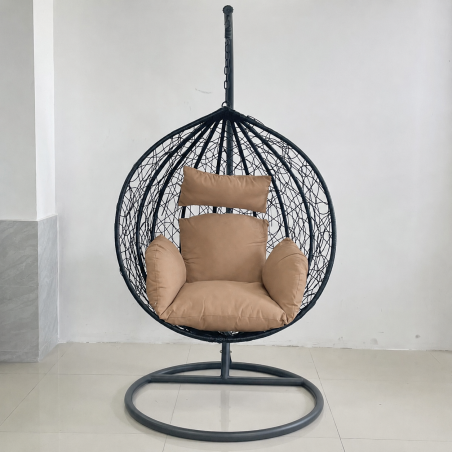 Hängesessel California Black, Entspannungssessel zum Aufhängen, für Garten oder Wohnzimmer, komfortabel und modern