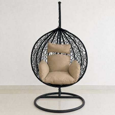 Hängesessel California Brown, Entspannungssessel zum Aufhängen, für Garten oder Wohnzimmer, komfortabel, 3D-Rattan