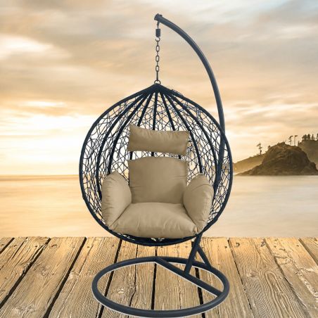 Hängesessel California Brown, Entspannungssessel zum Aufhängen, für Garten oder Wohnzimmer, komfortabel, 3D-Rattan