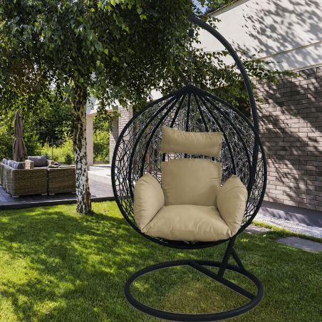 Hängesessel California Brown, Entspannungssessel zum Aufhängen, für Garten oder Wohnzimmer, komfortabel, 3D-Rattan