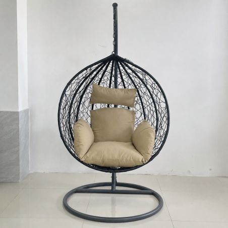 Hängesessel California Brown, Entspannungssessel zum Aufhängen, für Garten oder Wohnzimmer, komfortabel, 3D-Rattan