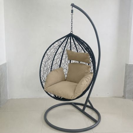 Hängesessel California Brown, Entspannungssessel zum Aufhängen, für Garten oder Wohnzimmer, komfortabel, 3D-Rattan