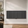 Heizkörper, doppelter Stahlradiator, 42 Elemente, 2017 W, Mattschwarz, 156 x 60 cm, Wohnzimmer oder Zimmer, Alesia