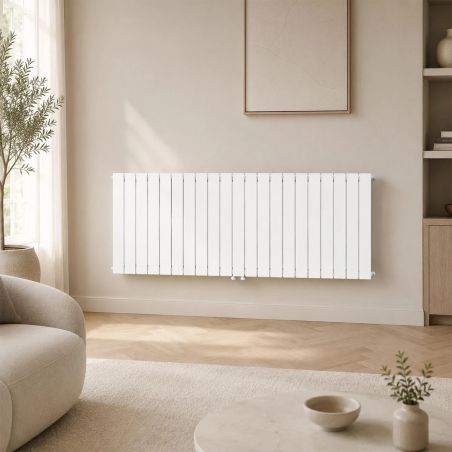 Heizkörper, doppelter Stahlradiator, Weiß, 42 Elemente, 2107 W, 156 x 60 cm, Wohnzimmer oder Zimmer, Alesia