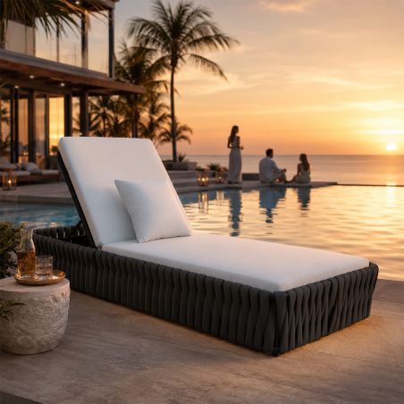 Verstellbare Strandliege mit Matratze, Aluminiumrahmen und EQ-Geflecht, Tenerife, Luxury by EGO