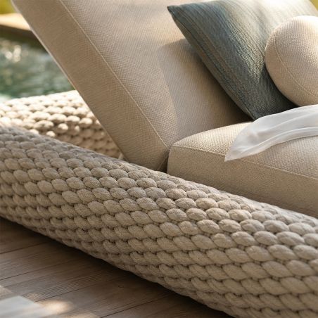Verstellbare Strandliege mit Matratze, Aluminiumrahmen und Seilgeflecht, Altea, Luxury by EGO