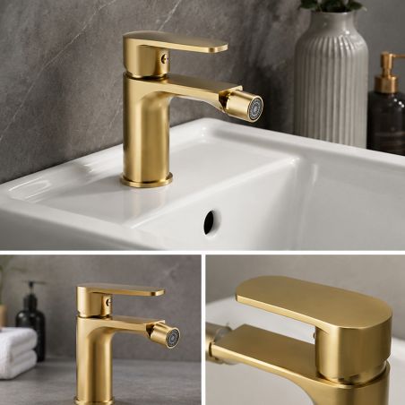 Bidet-Armatur, mit Perlator, Messing, Gold, Zenia