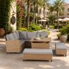 Möbelset für Garten oder Terrasse – Sofa, 2 Bänke und quadratischer Tisch, Polyrattan, Santorini