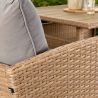 Möbelset für Garten oder Terrasse – Sofa, 2 Bänke und quadratischer Tisch, Polyrattan, Santorini