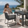Möbelset für 8 Personen, Garten oder Terrasse, Tisch 240x100 cm + 8 Stühle, Aluminium, Seilgeflecht, Capri