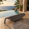 Strandliege, Aluminium, Polyrattan-Geflecht, Blattform, 195x80x45 cm, Braun, Verdi