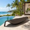Strandliege, Aluminium, Polyrattan-Geflecht, Blattform, 195x80x45 cm, Braun, Verdi