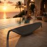 Strandliege, Aluminium, Polyrattan-Geflecht, Blattform, 195x80x45 cm, Braun, Verdi