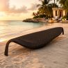Strandliege, Aluminium, Polyrattan-Geflecht, Blattform, 195x80x45 cm, Braun, Verdi