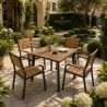 Möbelset für Garten oder Terrasse – Aluminiumgestell, Tisch mit WPC-Tischplatte, 4 Stühle, Eliza