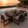 Möbelset für 6 Personen, Garten oder Terrasse, Aluminium, Tisch 213x100 cm + 6 Stühle, 100% Olefin-Gewebe, Mykonos