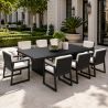 Möbelset für 8 Personen, Garten oder Terrasse, Aluminium, Tisch 213x100 cm + 8 Stühle, 100% Olefin-Gewebe, Mykonos