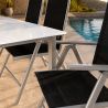 Gartenmöbel-Set für die Terrasse, großer Tisch mit matter Glasplatte, 6 klappbare Aluminiumstühle, 150 x90x75 cm, Clinton