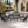 Möbelset für Garten oder Terrasse – Sofa, 2 Sessel, Couchtisch,  Aluminiumrahmen und Seilgeflecht, Ray