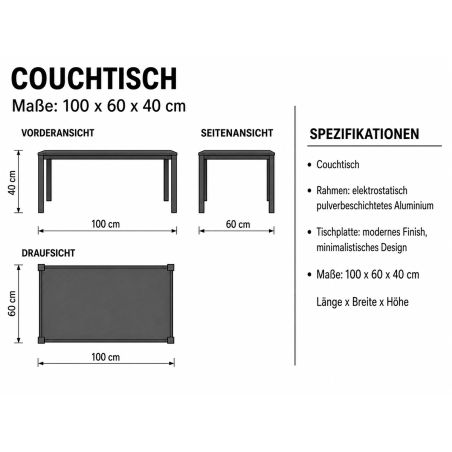 Möbelset für Garten oder Terrasse – Sofa, 2 Sessel, Couchtisch,  Aluminiumrahmen und Seilgeflecht, Ray
