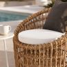 Möbelset für Garten oder Terrasse – 2 Sessel, Couchtisch, Aluminiumrahmen, Polyrattan, braune und weiße Kissen, Ema