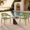 Set mit Tisch und 2 Stühlen, für Garten oder Terrasse, Aluminium in Dunkelgrau, grüne Seilflechtung, Oasis
