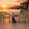 Set mit Tisch und 2 Stühlen, für Garten oder Terrasse, Aluminium in Dunkelgrau, grüne Seilflechtung, Oasis