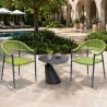 Set mit Tisch und 2 Stühlen, für Garten oder Terrasse, Aluminium in Dunkelgrau, grüne Seilflechtung, Oasis