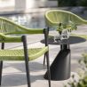 Set mit Tisch und 2 Stühlen, für Garten oder Terrasse, Aluminium in Dunkelgrau, grüne Seilflechtung, Oasis