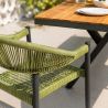 Möbelset für 6 Personen, Garten oder Terrasse, Aluminium in dunkelgrau, Tisch 200 cm + 6 Stühle mit grüner Seilflechtung, Zen