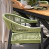 Möbelset für 8 Personen, Garten oder Terrasse, Aluminium in dunkelgrau, Tisch 200 cm + 8 Stühle mit grüner Seilflechtung, Zen