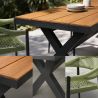 Möbelset für 8 Personen, Garten oder Terrasse, Aluminium in dunkelgrau, Tisch 200 cm + 8 Stühle mit grüner Seilflechtung, Zen