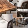 Möbelset für Garten oder Terrasse – Tisch und 8 Stühle, Aluminiumrahmen mit Polyrattan und massivem Teakholz, Tess