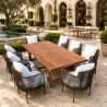 Möbelset für Garten oder Terrasse – Tisch und 8 Stühle, Aluminiumrahmen mit Polyrattan und massivem Teakholz, Tess