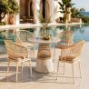 Möbelset für Garten oder Terrasse – Tisch und 4 Stühle, Aluminiumrahmen und Polyrattan-Geflecht, June