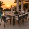 Möbelset für Garten oder Terrasse – Tisch aus Aluminium und 8 Stühle, Aluminiumrahmen und Polyrattan, Dunkelgrau, Dalia