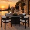 Möbelset für 4 Personen, Garten oder Terrasse, Aluminium, runder Tisch und 4 Stühle, 100% Olefin-Gewebe, Costa Rica