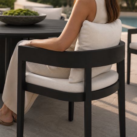 Möbelset für 4 Personen, Garten oder Terrasse, Aluminium, runder Tisch und 4 Stühle, 100% Olefin-Gewebe, Costa Rica